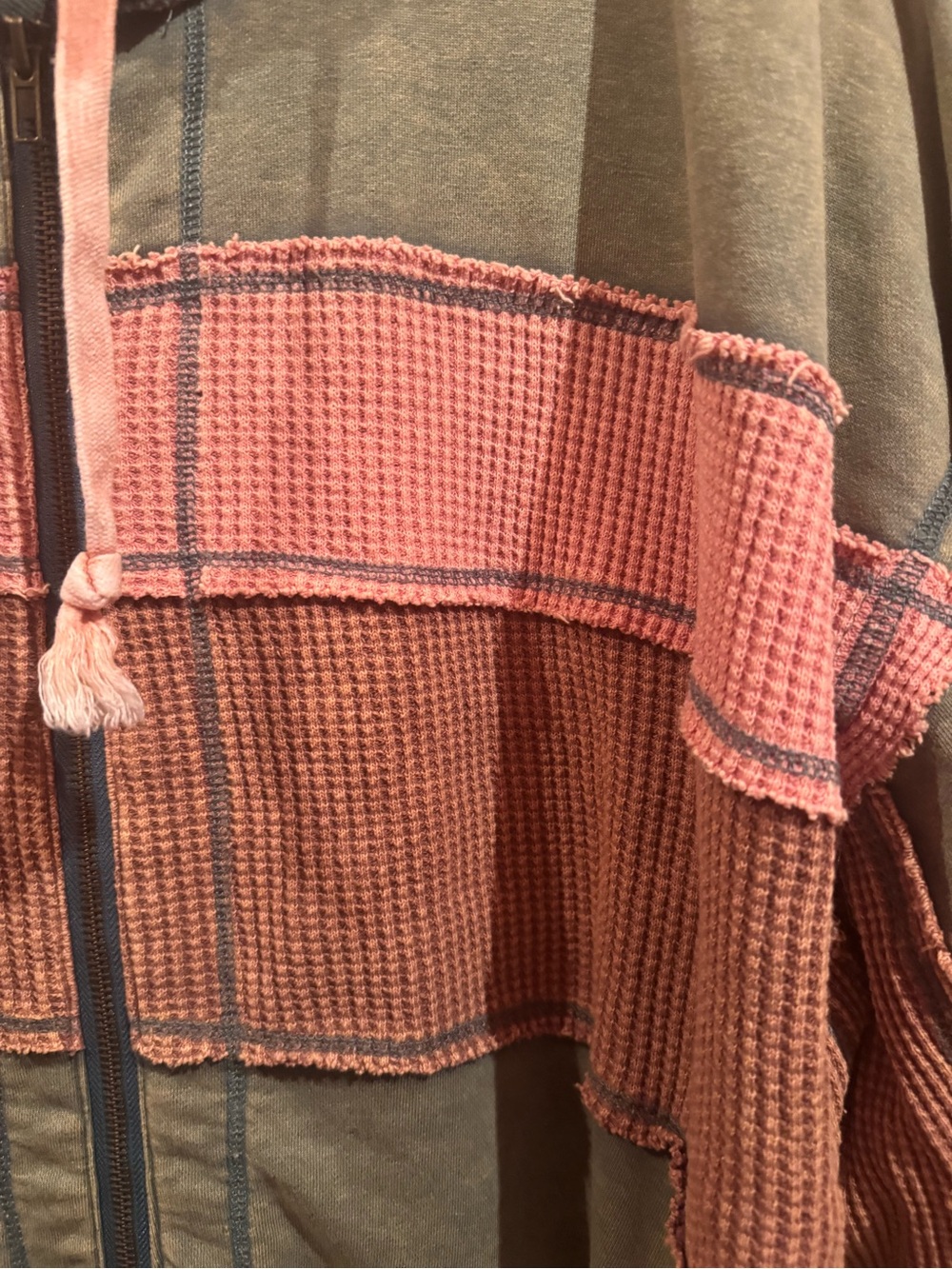 Oli & Hali Olive Green and Dusty Pink Hooded Zip-Up Bomber Jacket - Picture 3 of 8